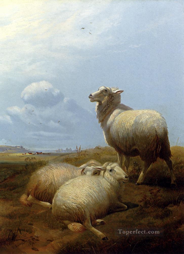 Sheep At Pasture farm animals sheep Thomas Sidney Cooper Oil Paintings